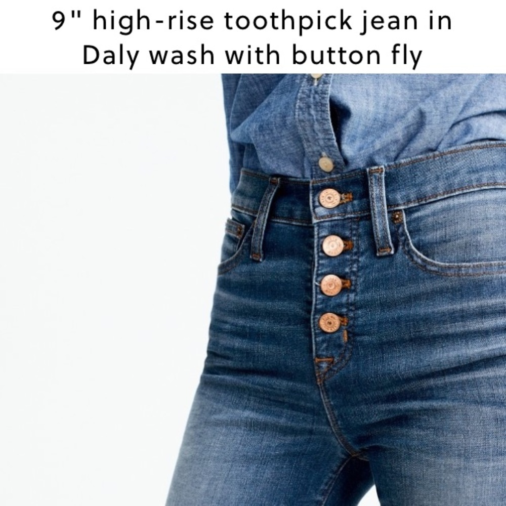 High rise button fly jeans